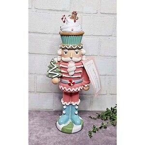 Cupcake Gingerbread Nutcracker Figure‎ Pink Blue Pastel Christmas 14" Sweets